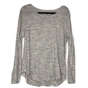 Loft Size XL White Black Gray Blue Stripes Boatneck Long Sleeve Tee